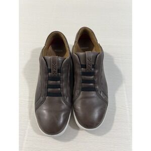 Kizik New York Shoes Mens Size 10 Brown Tan Leather Sneakers Hands Free Casual